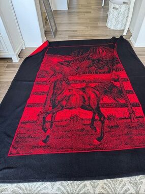 Vintage San Marco horse stallion print blanket